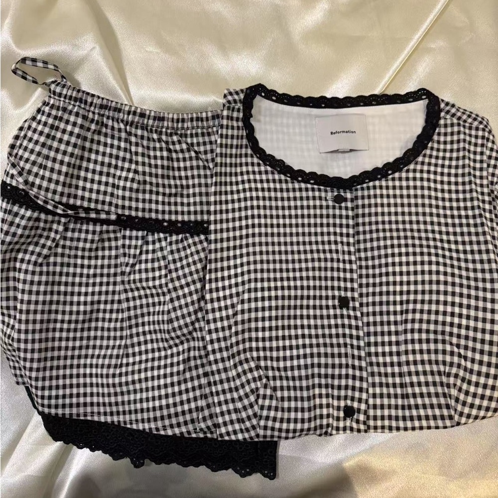Reformation Valetta Two Piece in Remy Check *NEW* - Picture 4 of 5